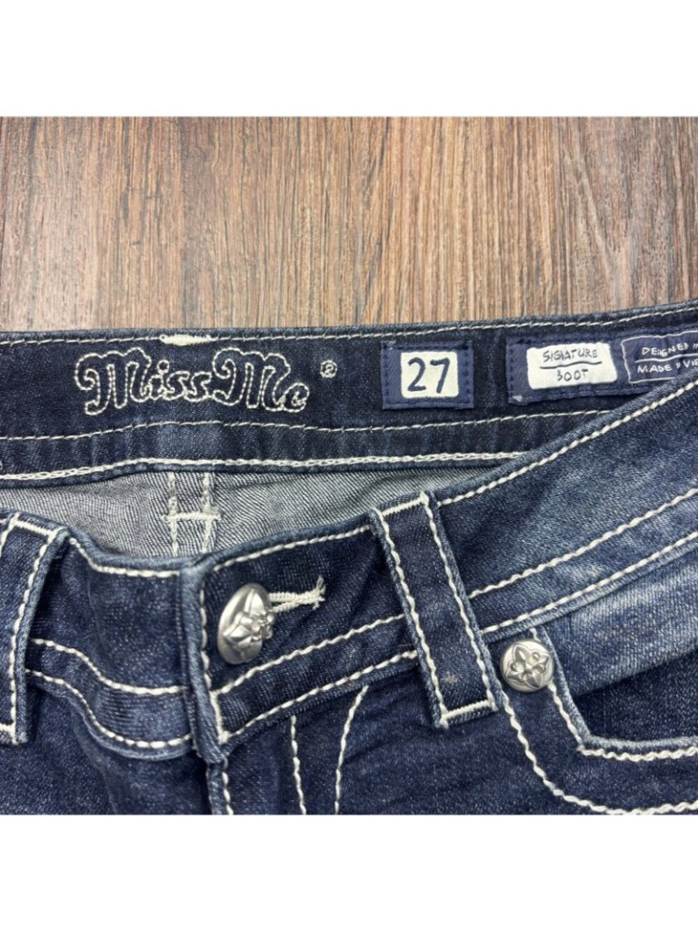 Miss Me L Bootcut Jeans Embellished Sequins Dark Wash Women’s Size 27 - Picture 5 of 12